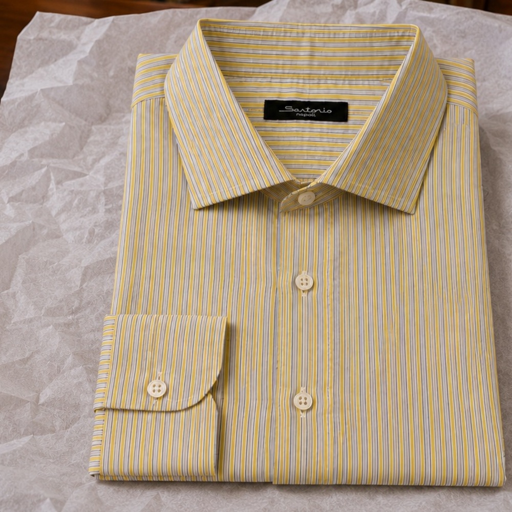 Sartorio by Kiton Yellow Stripe Dress Shirt